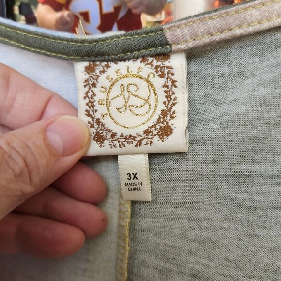 Truself Tie Front Short Sleeve Multicolored Striped Top Sz 3X - Picture 4 of 10